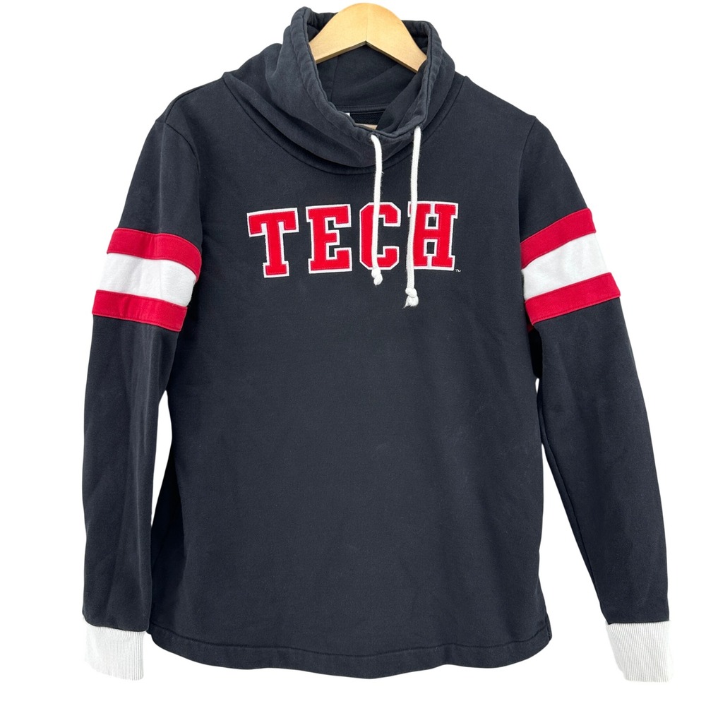 Champion Texas Tech University Funnel Neck Striped Sleeve Sweatshirt Womens M
